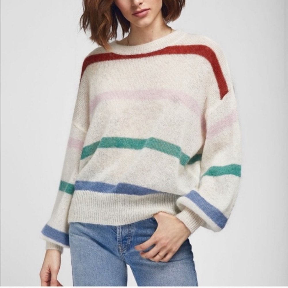 Anine Bing Lydia Balloon Sleeve Striped Sweater - XS